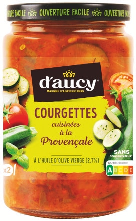Légumes cuisinés d'Aucy Courgettes à la Provençale ou Curry de Pois Chiches aux Epices Douces