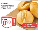 Aktuelles Weizenbrötchen Angebot bei GLOBUS in Ludwigshafen (Rhein) ab 0,90 €