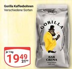 Kaffeebohnen Angebote von Gorilla bei GLOBUS Erlangen für 19,49 €