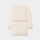 Robe pull courte avec ceinture tressée ivoire fille dans le catalogue La Halle