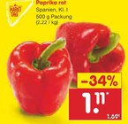 Paprika rot im Angebot bei Netto Marken-Discount in Neubrandenburg Paprika rot Angebote von Markttag bei Netto Marken-Discount Neubrandenburg für 1,11 €