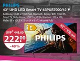 43" UHD LED Smart TV 43PUS7000/12 Angebote von Philips bei V-Markt Regensburg für 222,00 €
