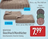 Duschtuch/Handtücher im ALDI Nord Prospekt Duschtuch/Handtücher von Novitesse im aktuellen ALDI Nord Prospekt für 7,99 €