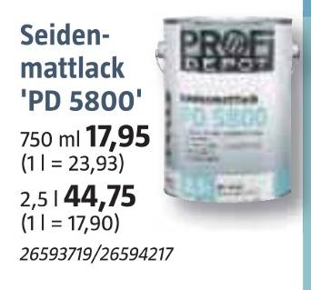 BAUHAUS Nürnberg - Seidenmattlack 'PD 5800' Seidenmattlack 'PD 5800' Angebot bei BAUHAUS Nürnberg im Prospekt Handzettel KW 36