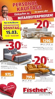 Polstermöbel Fischer Prospekt VERKAUFSOFFENER SONNTAG mit  Seiten in Eppingen und Umgebung