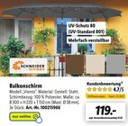 Balkonschirm Angebot im Lidl Prospekt für 119,00 €