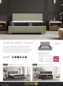 Aktueller BRAUN Möbel-Center Prospekt "Tempur Fachberatertage" Aktueller BRAUN Möbel-Center Prospekt