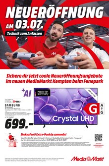 Fernseher im aktuellen MediaMarkt Saturn Prospekt (Kempten (Allgäu)) Fernseher im MediaMarkt Saturn Prospekt "NEUERÖFFNUNG" mit 12 Seiten (Kempten (Allgäu))