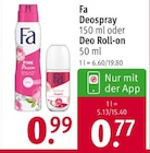 Rossmann - Deospray oder Deo Roll-on Angebot im Prospekt Deospray oder Deo Roll-on bei Rossmann im Prospekt Mein Drogeriemarkt für 0,77 €
