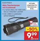 Akku-Taschenlampe mit 3 Lichtmodi Angebote von Easymaxx bei Netto Marken-Discount Erfurt für 9,99 €