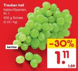 Trauben hell für 1,11 € bei Netto Marken-Discount im Angebot Trauben hell im aktuellen Netto Marken-Discount Prospekt