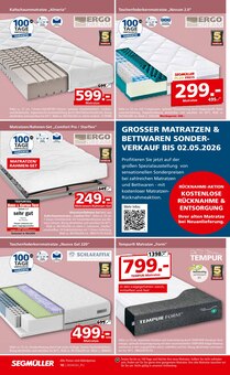 Matratze im Segmüller Prospekt "SEGMÜLLER Highlight Angebote" mit 38 Seiten (Leverkusen)