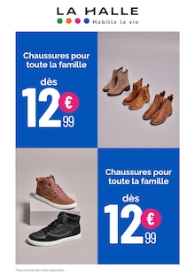 Catalogue La Halle de la semaine 43, "Chaussures pour toute la famille", page 1, 21/10/2026 - 27/10/2026 Prospectus La Halle en cours, "Chaussures pour toute la famille", page 1 sur 1