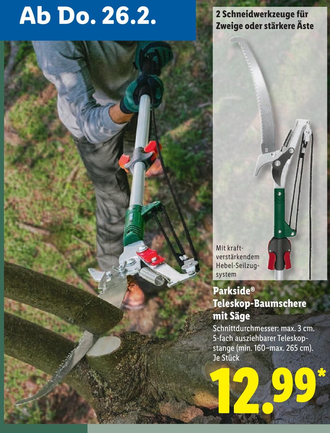 Teleskop-Baumschere mit Säge