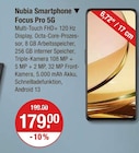 Smartphone Focus Pro 5G im V-Markt Prospekt Smartphone Focus Pro 5G von Nubia im aktuellen V-Markt Prospekt für 179,00 €