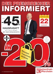 Möbelzentrum Pforzheim Prospekt für Wörth mit 4 Seiten Möbelzentrum Pforzheim Prospekt für Wörth: "DER PREISBRECHER INFORMIERT ", 4 Seiten, 08.08.2026 - 22.08.2026