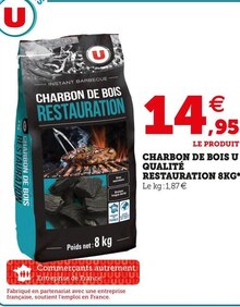 Hyper U Le Cap d'Agde - CHARBON DE BOIS QUALITÉ RESTAURATION 8KG Promo CHARBON DE BOIS QUALITÉ RESTAURATION 8KG dans le catalogue Hyper U Méga formats, méga économies à Le Cap d'Agde