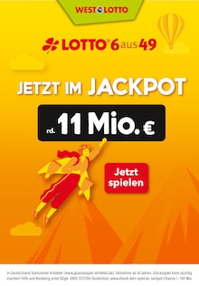 Westlotto Prospekt "Jetzt im Jackpot rd. 11 Mio. €" mit  Seite (Gelsenkirchen)