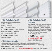 BAUHAUS Ulm - PC-Wellplatte oder Hohlkammerplatte PC-Wellplatte oder Hohlkammerplatte Angebot bei BAUHAUS Ulm im Prospekt "Handzettel KW 36"