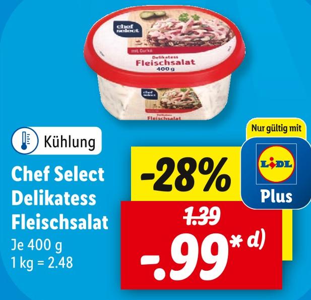 Lidl Mühlhausen - Delikatess Fleischsalat Delikatess Fleischsalat Angebot bei Lidl Mühlhausen im Prospekt LOOKS BY WOLFGANG JOOP