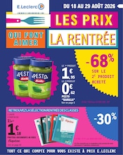 Prospectus Supermarchés E.Leclerc en cours à Rieucros et alentours, "LES PRIX QUI FONT AIMER LA RENTRÉE", 56 pages, 18/08/2026 - 29/08/2026 Catalogue Supermarchés E.Leclerc en cours à Rieucros et alentours, "LES PRIX QUI FONT AIMER LA RENTRÉE", 56 pages, 18/08/2026 - 29/08/2026