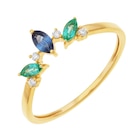 Bague en or jaune saphir émeraudes et diamants navettes en promo chez E.Leclerc Bague en or jaune saphir émeraudes et diamants navettes dans le catalogue E.Leclerc