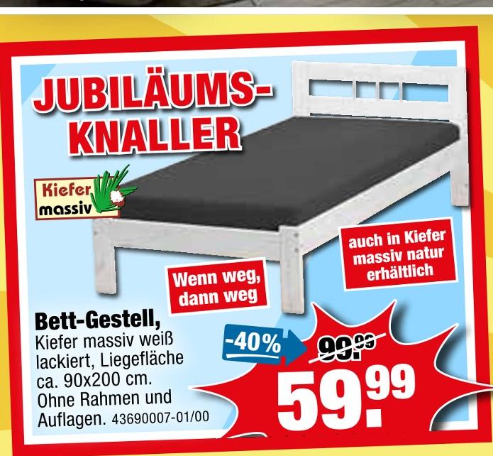 tejo's SB Lagerkauf Giersleben - Bettgestell Bettgestell Angebot bei tejo's SB Lagerkauf Giersleben im Prospekt 21% AUF MÖBEL, MATRATZEN UND KÜCHEN!