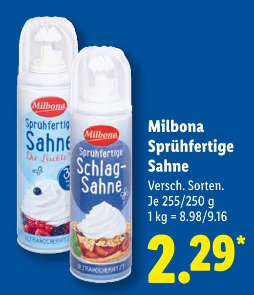 Sprühfertige Sahne