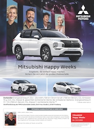Mitsubishi Prospekt für Klötze mit 1 Seite Mitsubishi Prospekt für Klötze: "Mitsubishi Happy Weeks", 1 Seite, 15.09.2025 - 13.10.2025