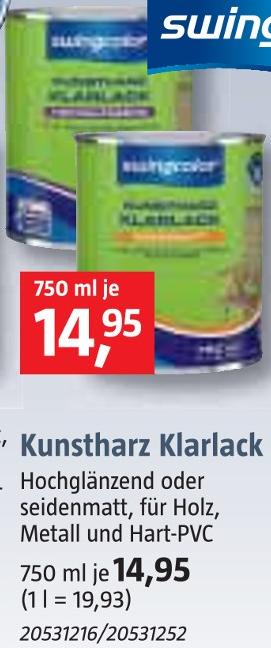 BAUHAUS Nürnberg - Kunstharz Klarlack Kunstharz Klarlack Angebot bei BAUHAUS Nürnberg im Prospekt Handzettel KW 36