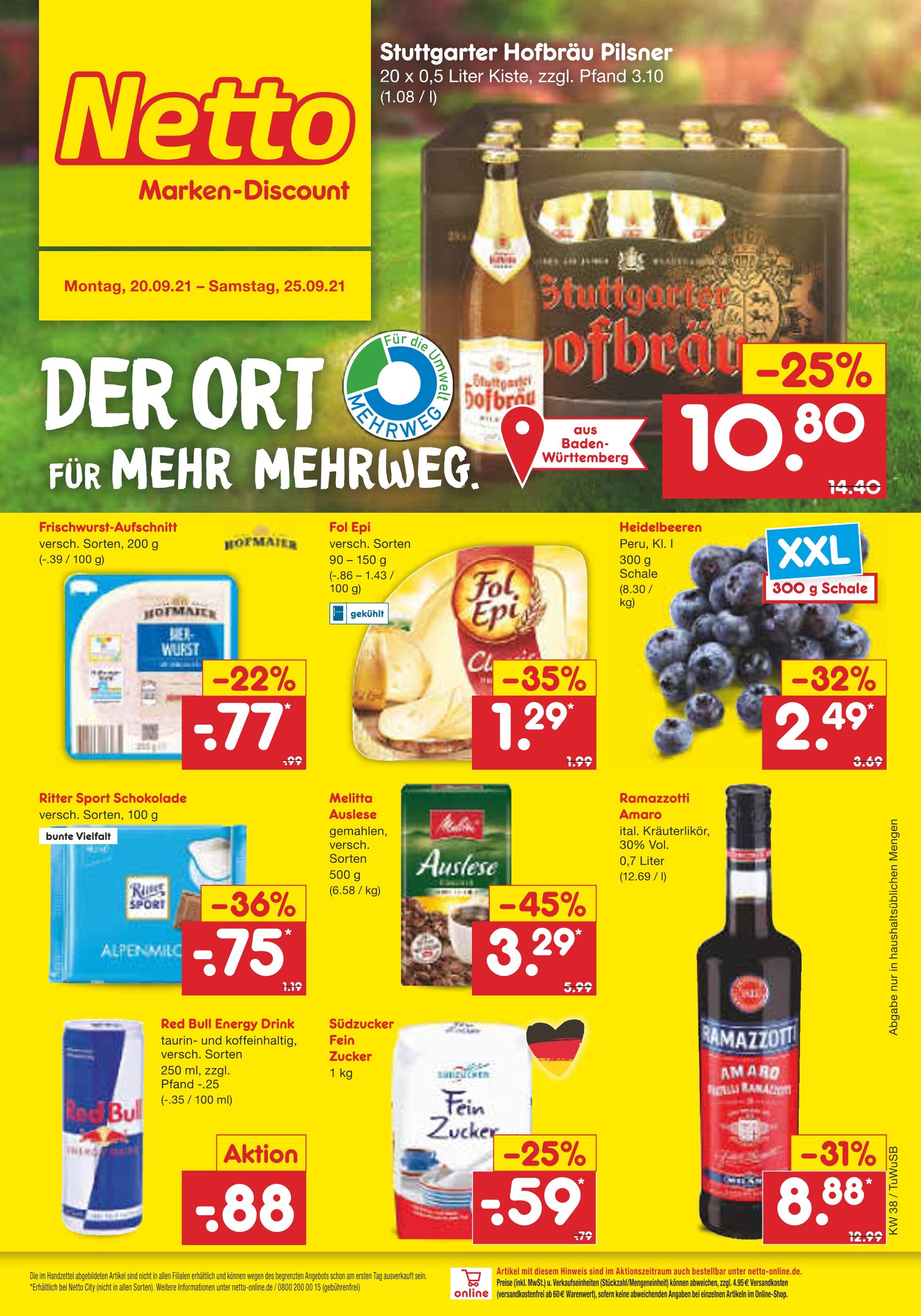 Netto Marken-Discount Prospekt für Gomaringen mit 41 Seiten Netto Marken-Discount Prospekt für Gomaringen: "DER ORT FÜR MEHR MEHRWEG.", 41 Seiten, 20.09.2021 - 25.09.2021