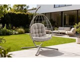 Promo Fauteuil suspendu œuf greige pliable acier galvanisé avec coussin L. 110 x P. 107,5 x H. 190 cm à 139,00 € dans le catalogue Brico Dépôt à Saint-Herblain