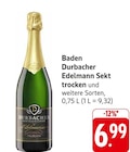 Baden Durbacher Edelmann Sekt trocken Angebote von Durbacher bei EDEKA Baden-Baden für 6,99 €