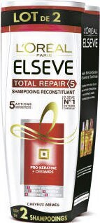 Soin Cheveux - L’OREAL dans le catalogue Géant Casino Shampooing Elseve Total Repair 5 PARIS - L’OREAL à 4,98 € en promo chez Géant Casino