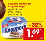Waffel oder Riegel Angebote von Knoppers bei Netto Marken-Discount Siegen für 1,69 €