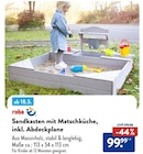 Sandkasten mit Matschküche, inkl. Abdeckplane im ALDI SÜD Prospekt Sandkasten mit Matschküche, inkl. Abdeckplane von roba im aktuellen ALDI SÜD Prospekt für 99,99 €