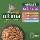 Sachets repas pour chats stérilisés au poulet, au saumon, à la dinde et à la truite - Ultima en promo chez Supeco Sachets repas pour chats stérilisés au poulet, au saumon, à la dinde et à la truite - Ultima dans le catalogue Supeco
