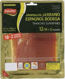 Jambon Serrano Espagnol Bodega - Géant Casino à Chelles Jambon Serrano Espagnol Bodega en promo chez Géant Casino Chelles à 2,75 €