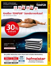 Matratze im hofmeister Prospekt in Bietigheim-Bissingen Aktueller hofmeister Prospekt mit Matratze, "Großer Tempur Sonderverkauf", Seite 1