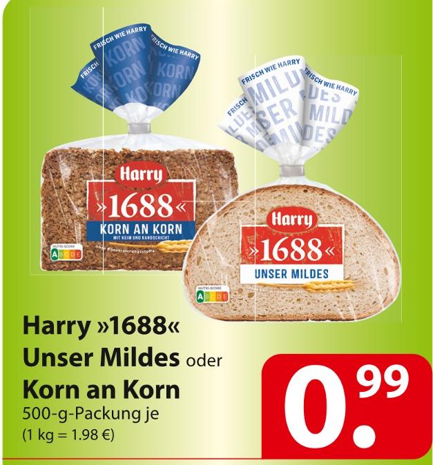 famila Nordost Essen - Harry »1688« Unser Mildes oder Korn an Korn Harry »1688« Unser Mildes oder Korn an Korn Angebot bei famila Nordost Essen im Prospekt besser als gut!