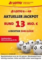 LOTTO Bayern Prospekt "Aktueller Jackpot rund 13 Mio. €", 2 Seiten, für Polling, 31.03.2020 - 01.04.2020 LOTTO Bayern Prospekt "Aktueller Jackpot rund 13 Mio. €", 2 Seiten, für Polling, 31.03.2020 - 01.04.2020
