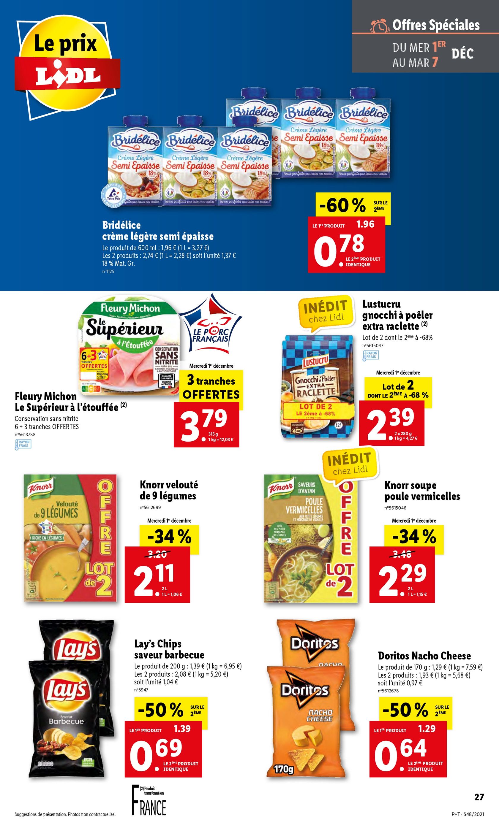 Catalogue Lidl à Saint-Denis, avec 1 page Prospectus Lidl à Saint-Denis, "Le prix Lidl", 1 page, 01/12/2021 - 07/12/2021