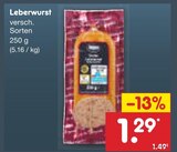Leberwurst für 1,29 € bei Netto Marken-Discount im Angebot Leberwurst im aktuellen Netto Marken-Discount Prospekt