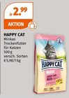 Minkas Trockenfutter für Katzen Angebote von HAPPY CAT bei Müller Soest für 2,99 €