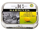 Sardines à l'huile d'olive et citron - 115 g - JACQUES GONIDEC - NaturéO à Meudon Sardines à l'huile d'olive et citron - 115 g - JACQUES GONIDEC en promo chez NaturéO Meudon à 3,99 €