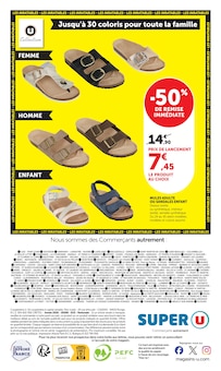 Promotion Sandales Femme dans le prospectus Super U, valable du 09/06/2026 au 21/06/2026 Promo Sandales Femme dans le catalogue Super U du moment à la page 20