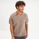 Polo manches courtes texturé coton marron homme dans le catalogue La Halle