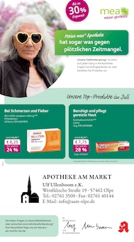 mea - meine apotheke Prospekt der Woche "Unsere Juli-Angebote" Seite 1, 01.07.2025 bis 31.07.2025 für Olpe Aktueller mea - meine apotheke Prospekt "Unsere Juli-Angebote" Seite 1 von 4 Seiten für Olpe