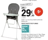 Chaise haute fixe pliable - BAMBISOL en promo chez E.Leclerc Mérignac à 29,90 €
