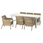 Tisch+6 Armlehnstühle/außen weiß/beige Kunststoffrattan braun/Frösön/Duvholmen beige von BONDHOLMEN / ULVEVÄR im aktuellen IKEA Prospekt für 1.360,94 €